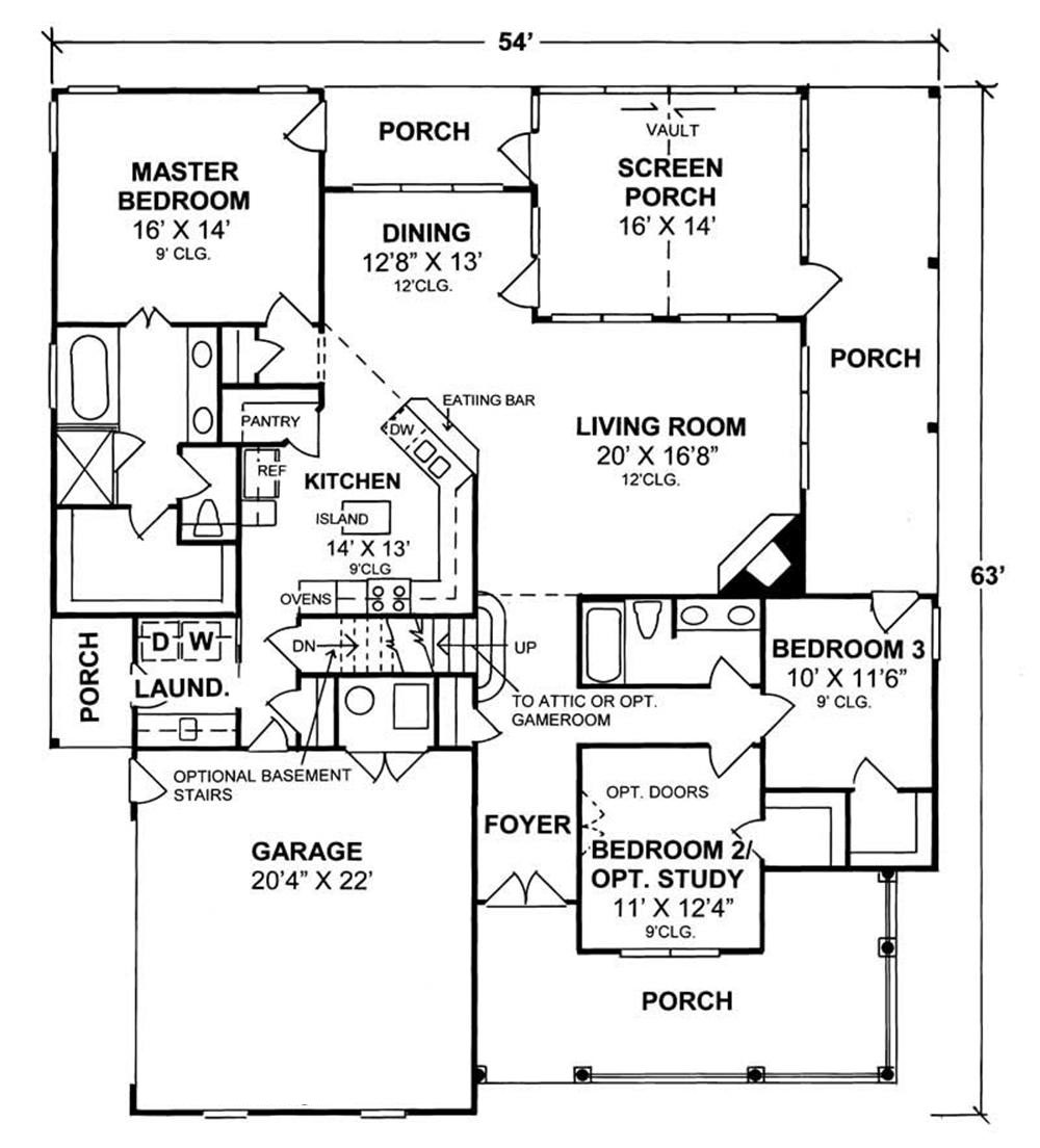 Floor Plan First Story of Country Plan #178-1084